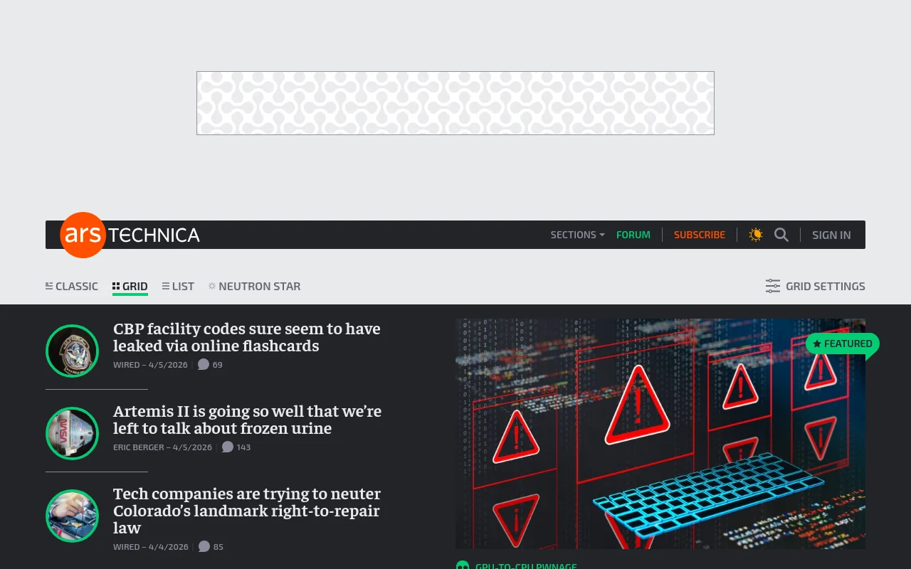 Ars Technica screenshot