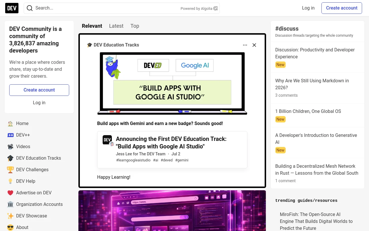 DEV Community screenshot