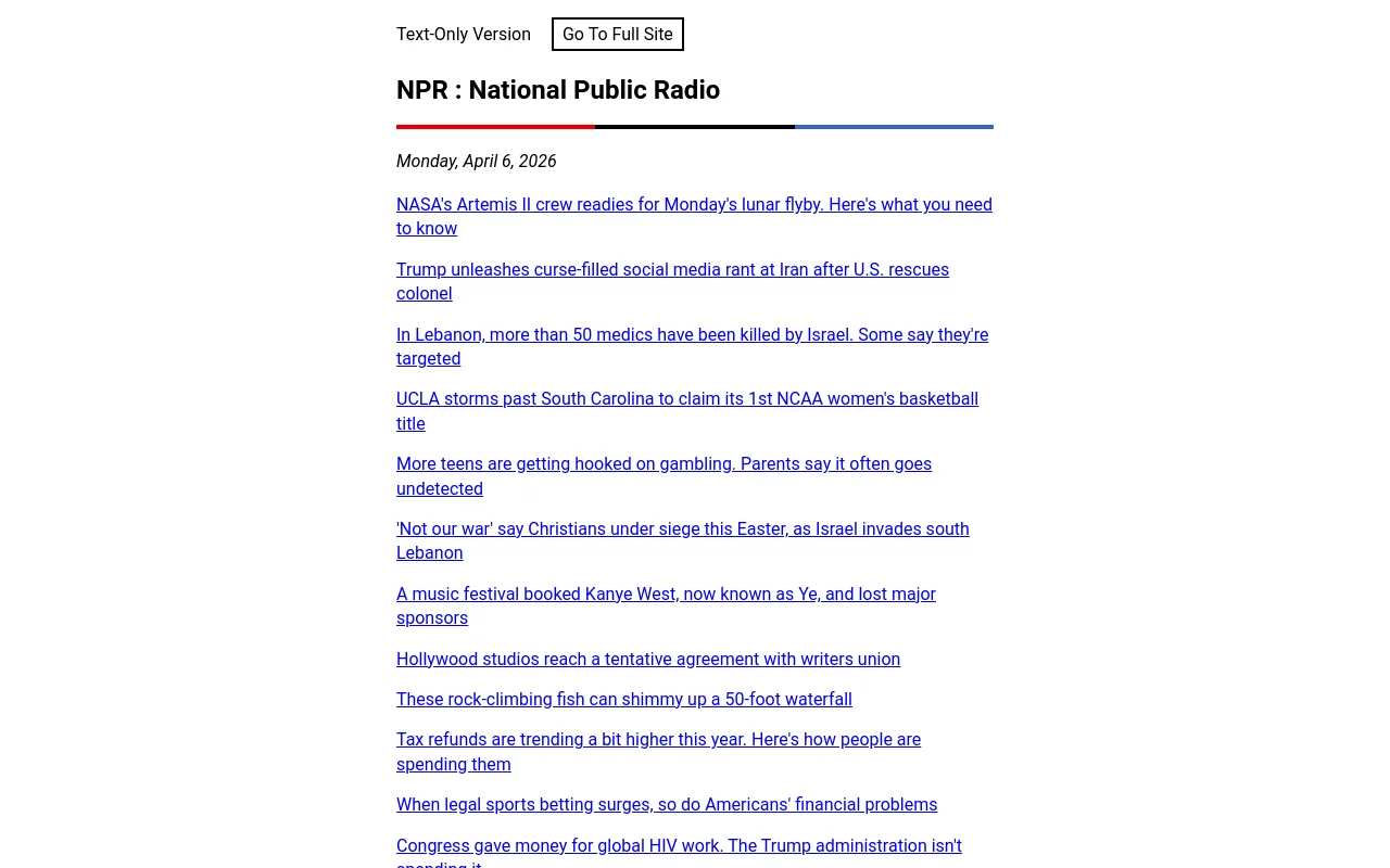 NPR Text screenshot