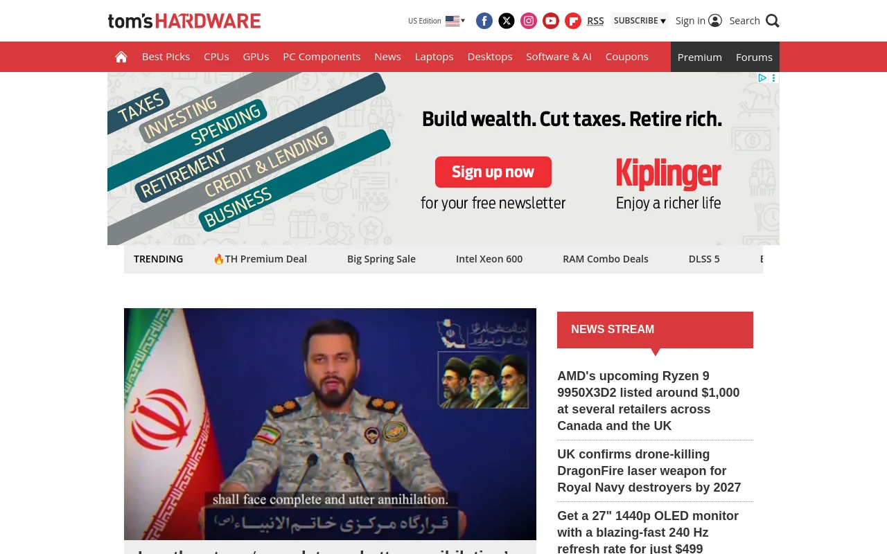 Tom's Hardware screenshot