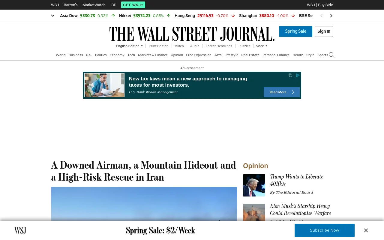 The Wall Street Journal screenshot