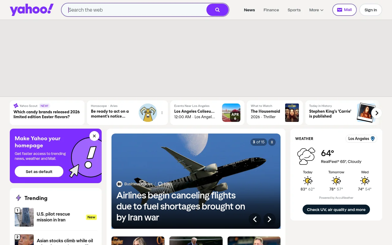 Yahoo screenshot